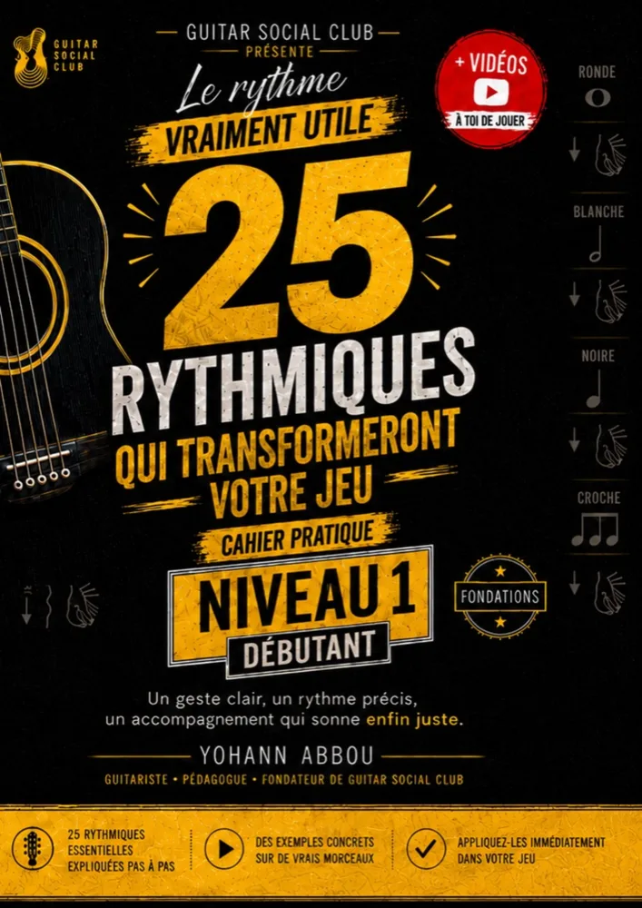 Livre 25 rythmiques guitare - Volume 1 : Contenu structuré pour progresser vite : notions essentielles, exercices guidés et repères concrets pour appliquer immédiatement la méthode en pratique réelle. pour progresser à la guitare avec une méthode claire