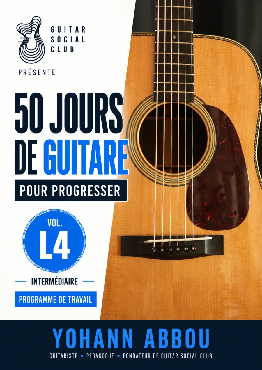 Livre 50 jours de guitare pour progresser - Vol. 4 L4 Confirmé : Le volume qui installe la sensation ternaire : 6/8, 12/8, triolets, arpeges, ballades, blues lent, shuffle, folk, rock et etudes completes. pour progresser à la guitare avec une méthode claire