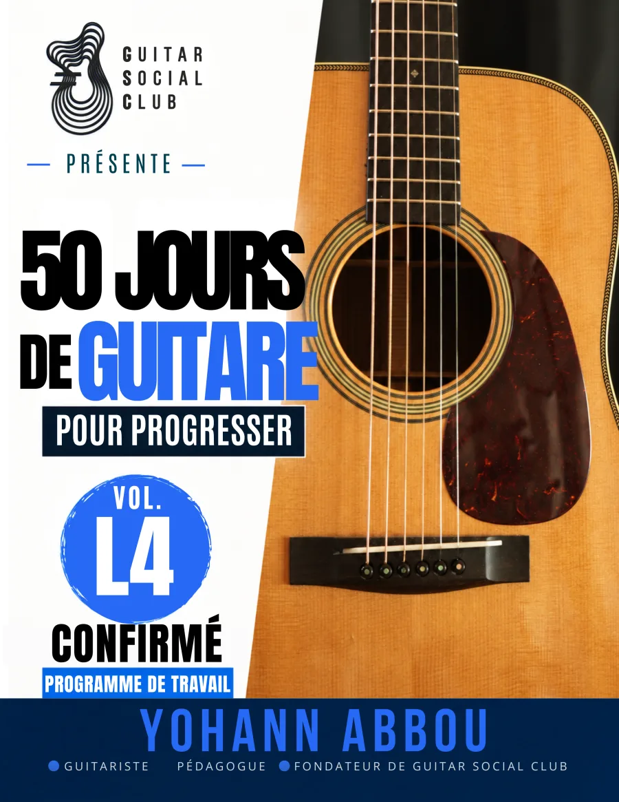 Livre 50 jours de guitare pour progresser - Vol. 4 L4 Confirmé : Le volume qui installe la sensation ternaire : 6/8, 12/8, triolets, arpeges, ballades, blues lent, shuffle, folk, rock et etudes completes. pour progresser à la guitare avec une méthode claire