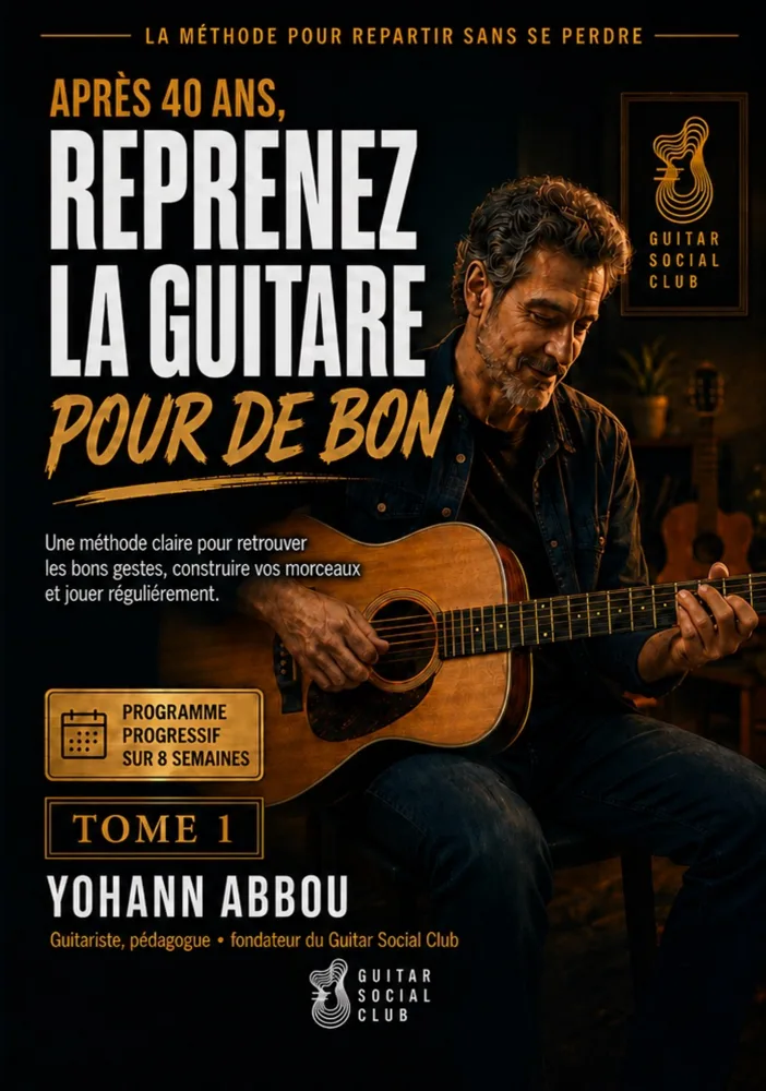 Livre Reprenez la guitare pour de bon : Contenu structuré pour progresser vite : notions essentielles, exercices guidés et repères concrets pour appliquer immédiatement la méthode en pratique réelle. pour progresser à la guitare avec une méthode claire