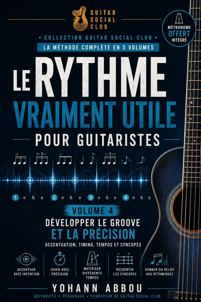 Livre Le rythme vraiment utile - Volume 4 : Contenu structuré pour progresser vite : notions essentielles, exercices guidés et repères concrets pour appliquer immédiatement la méthode en pratique réelle. pour progresser à la guitare avec une méthode claire