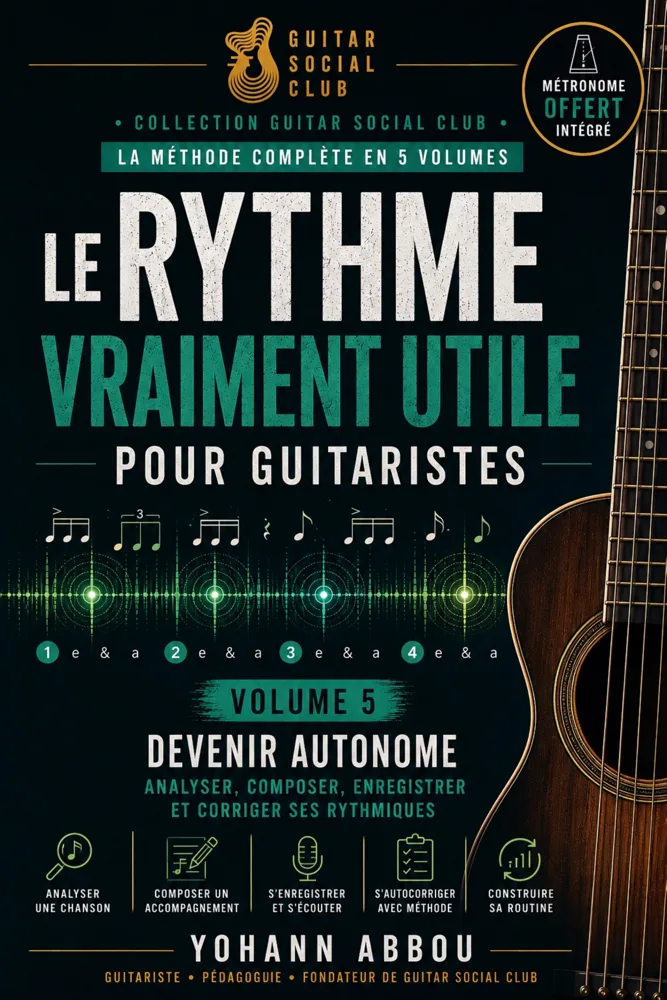 Livre Le rythme vraiment utile - Volume 5 : Contenu structuré pour progresser vite : notions essentielles, exercices guidés et repères concrets pour appliquer immédiatement la méthode en pratique réelle. pour progresser à la guitare avec une méthode claire